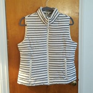 Navy and white striped vest